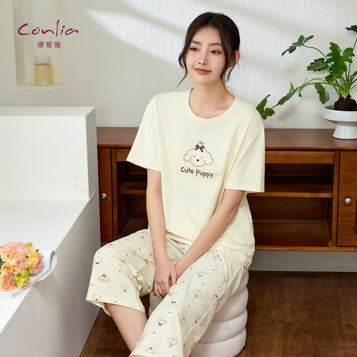 康妮雅女式短袖中裤套头套装 商品图4