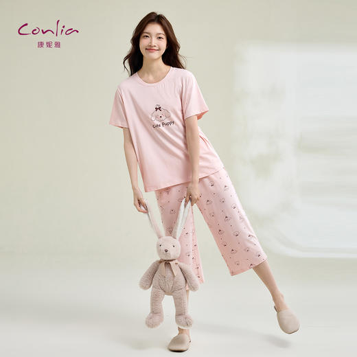 康妮雅女式短袖中裤套头套装 商品图2