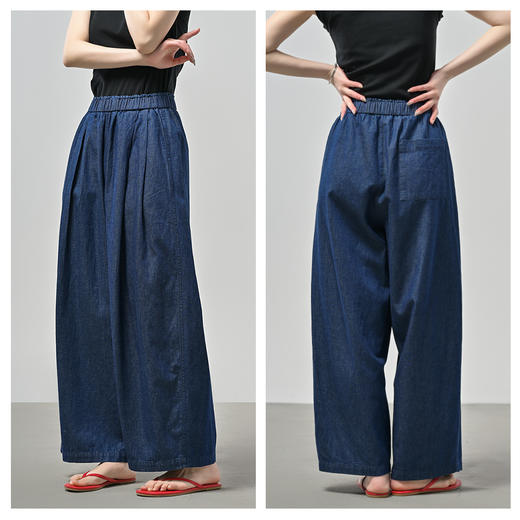 【显瘦利器】水洗亚麻牛仔水洗阔腿裤 商品图2