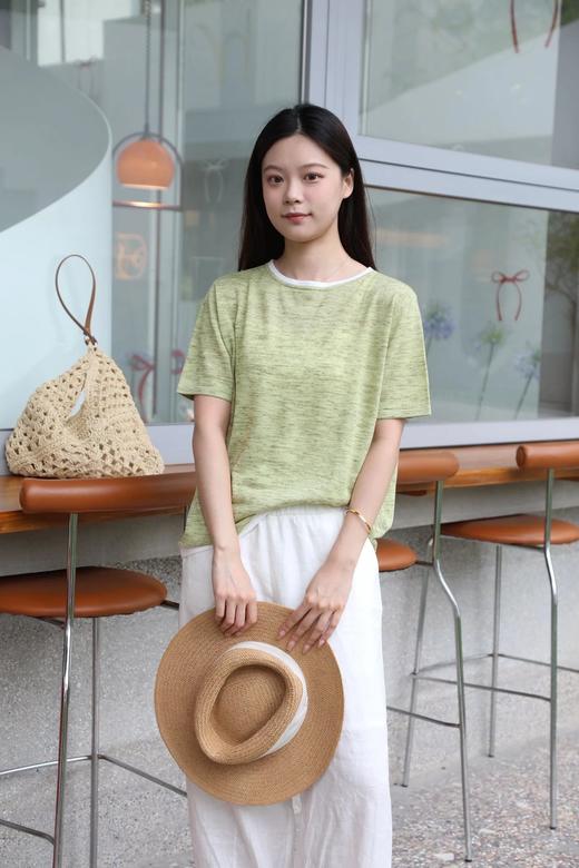 LPIUTY品牌直发！精灵可露里缎彩亚麻撞色短袖 B015045 商品图4