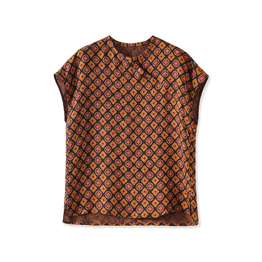 「高货wl」全新升级【铂金会员266/天猫359/差价93】(60302)洛诗琳复古优雅老钱风上衣2025夏季斜襟盘扣中式印花T恤 商品图4