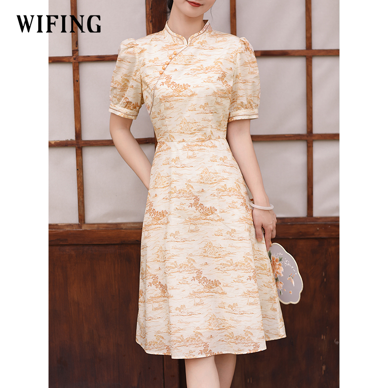 未风纯棉碎花改良旗袍连衣裙女夏2025新款夏季女装新中式国风裙子