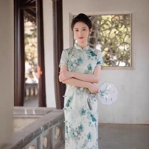 复古民国风夏季2025年新款少女年轻款高级感长款旗袍GJS9330 商品图0