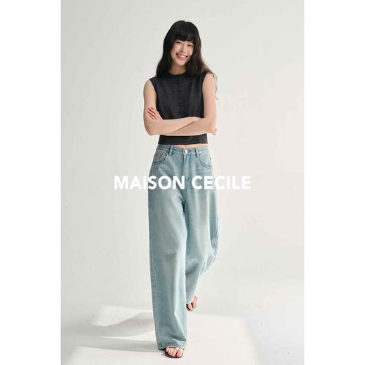 MAISON CECILE夏日浅蓝水洗显比例直筒梨形可穿牛仔长裤 商品图1