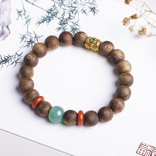 xy0320沉香+翡翠南红18K金手串 商品图2