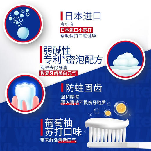 【2支装】Lion狮王大白葡萄柚小苏打美白牙膏成人牙膏 120g/支 商品图2