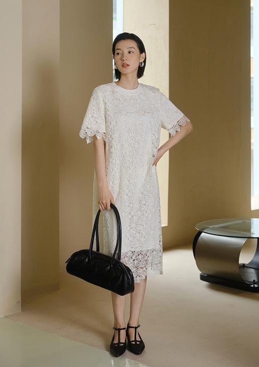 重工镂空花纹钩花时尚茧型法式雅致连衣裙 商品图1