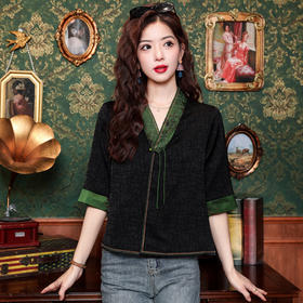 贵夫人香云纱新中式，唐装衬衫大码国风妈妈衬衣KQL-422H8572