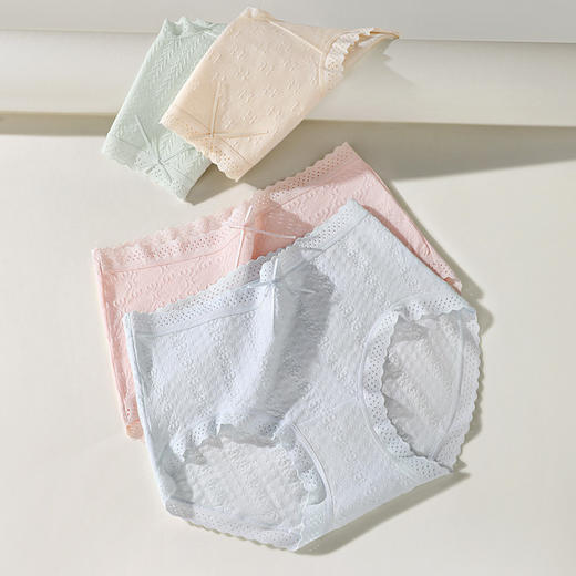 花漾梦影 4条装(VIP) 【10A抑菌 含桑蚕丝档】4条轻薄透气提花女士内裤 商品图5