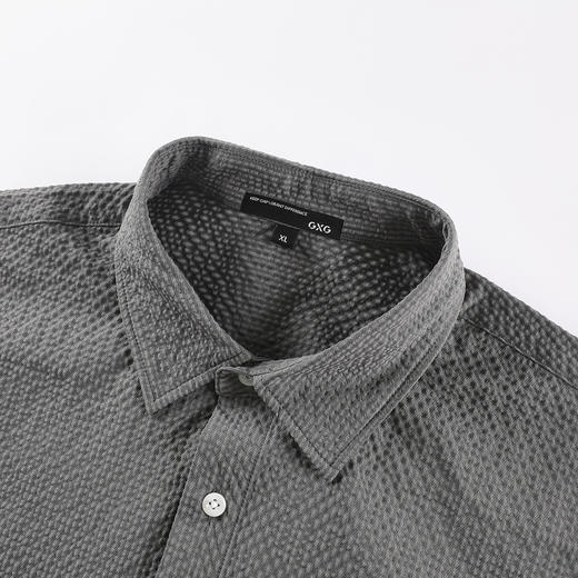 GXG男装25夏季简约纯色华夫格肌理百搭翻领工装休闲男式短袖衬衫K&C 商品图5