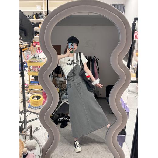 2025新品  蕾蕾同款【重返十八岁】韩系复古水洗大口袋宽松A字背带牛仔裙 商品图1