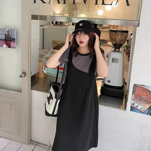 【诗铭洛可】XC7613韩版学院风拼接短袖连衣裙B4-1/B21-1 商品图2