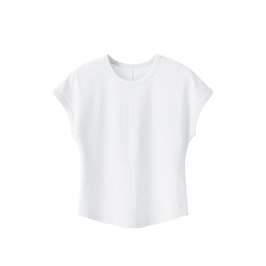 【连肩袖】弧形下摆圆领小飞袖纯色简约T恤女 商品图7