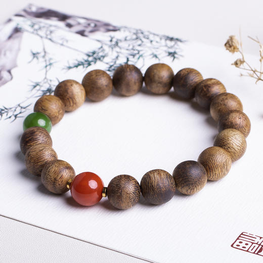 XY0323沉香+南红碧玉手串 商品图2