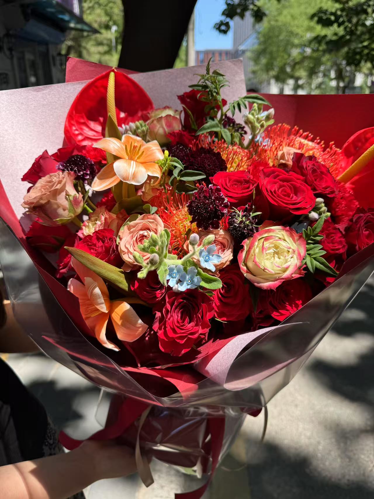 红色系花束