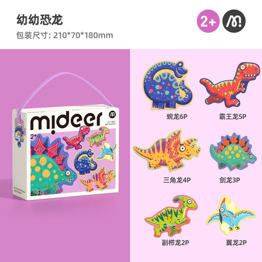 mideer弥鹿儿童大块艺术启蒙拼图【6大主题×超萌拼图】🎨宝宝的必备的一套艺术启蒙益智玩具，边玩边涨知识，3-6岁宝妈必备！🦖🐶🚌  商品图7
