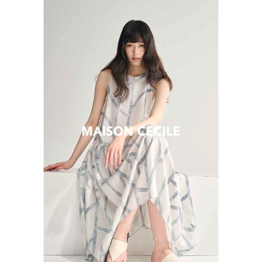 MAISON CECILE设计师花纹桑蚕丝设计感不规则树枝线条背心连衣裙 商品图2