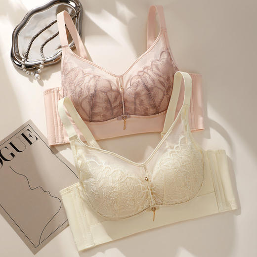 落樱纷纷 文胸(VIP)【超薄透气 大胸显小】薄款蕾丝性感软钢圈聚拢文胸 商品图7