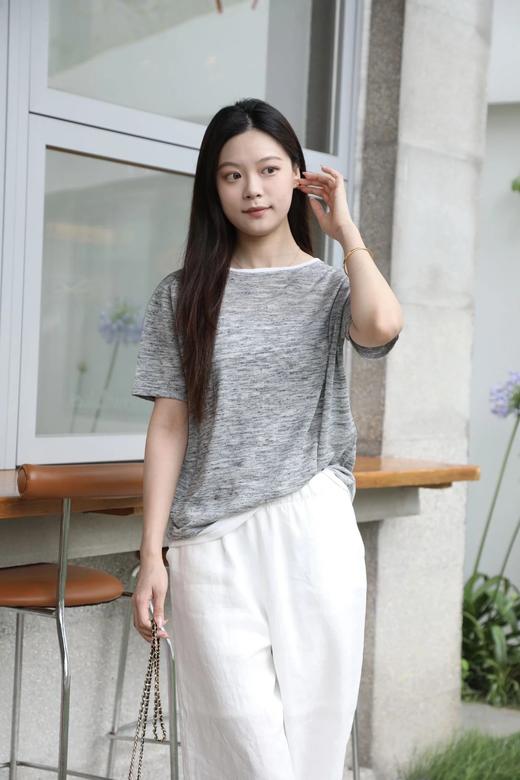 LPIUTY品牌直发！精灵可露里缎彩亚麻撞色短袖 B015045 商品图2