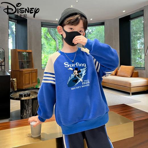 迪士尼男童加绒卫衣一体绒儿童上衣冬季中大童打底衫冬装男孩衣服 商品图0