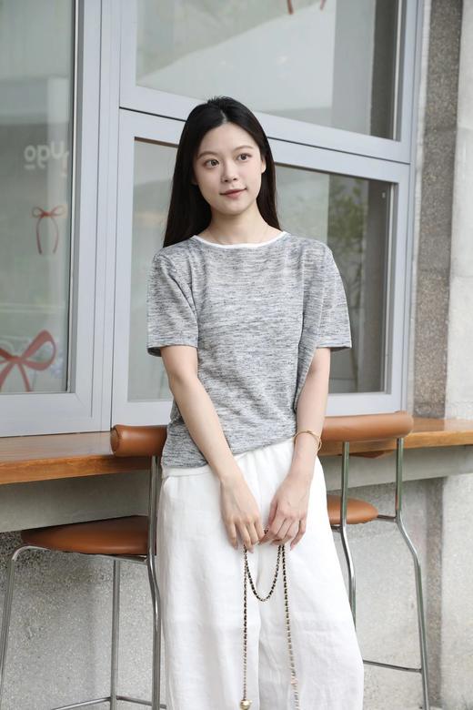 LPIUTY品牌直发！精灵可露里缎彩亚麻撞色短袖 B015045 商品图1