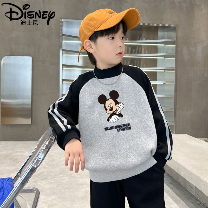 迪士尼男童加绒卫衣一体绒儿童上衣冬季2023新款大童保暖衣帅气潮