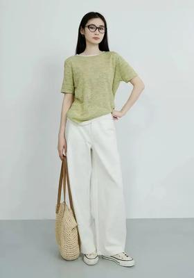 LPIUTY品牌直发！精灵可露里缎彩亚麻撞色短袖 B015045