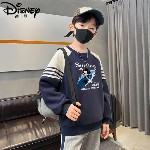 迪士尼男童加绒卫衣一体绒儿童上衣冬季中大童打底衫冬装男孩衣服 商品图2