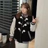 【诗铭洛可】XC2318棒球衫夹棉PU袖刺绣标大版外套B7-1 商品缩略图0