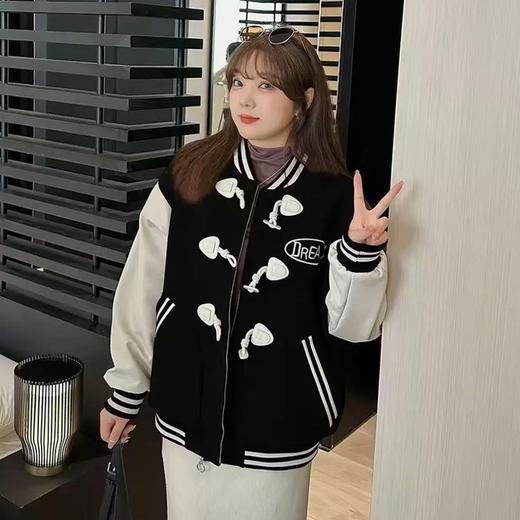 【诗铭洛可】XC2318棒球衫夹棉PU袖刺绣标大版外套B7-1 商品图0