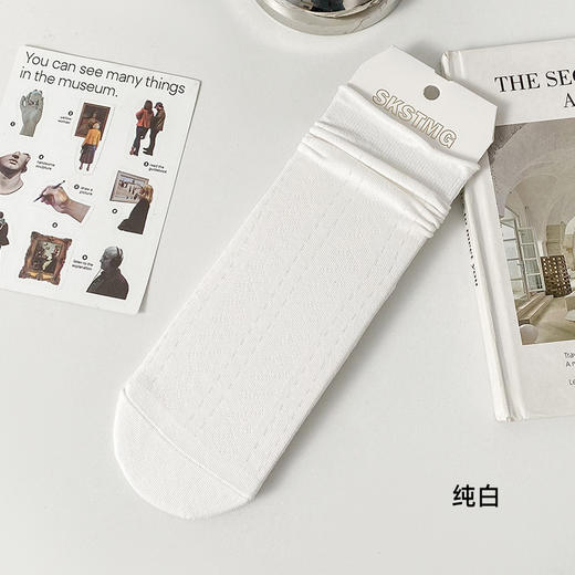 【小卷边袜】春夏袜休闲中棉质长筒袜防臭吸汗棉质双针薄款透气女袜 商品图6
