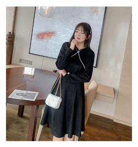 【诗铭洛可】W509旗袍手工钉珠连衣裙B21-1