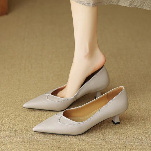 【预售5天】法式绝美超软羊皮单鞋新款尖头细跟气质真皮高跟鞋女鞋YCJX&HC-8100 商品图1