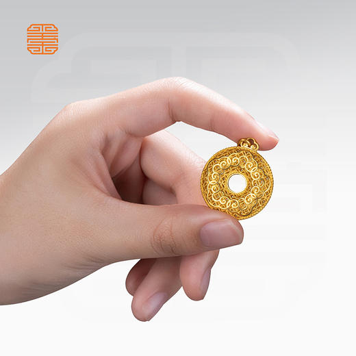 玺匠金铺《足金花丝如意平安扣》足金9999黄金吊坠 吉祥饰品挂件 商品图3