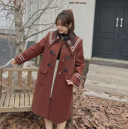 【诗铭洛可】XC2314夹棉呢料海军领毛呢大衣外套C5-2 商品图0