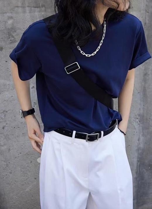 定染抗脏显白显瘦暮色净版基础蓝T恤 商品图6