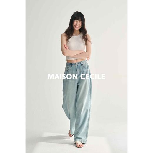 MAISON CECILE夏日浅蓝水洗显比例直筒梨形可穿牛仔长裤 商品图2