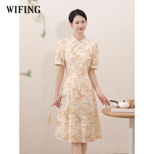 未风纯棉碎花改良旗袍连衣裙女夏2025新款夏季女装新中式国风裙子 商品图2