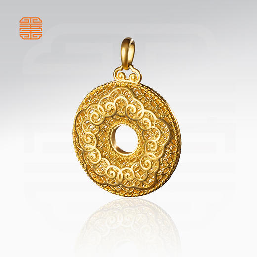 玺匠金铺《足金花丝如意平安扣》足金9999黄金吊坠 吉祥饰品挂件 商品图2