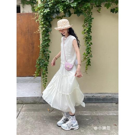 TOYOUTH初语拼接花边蛋糕裙女松紧A型中长款半身裙 商品图3