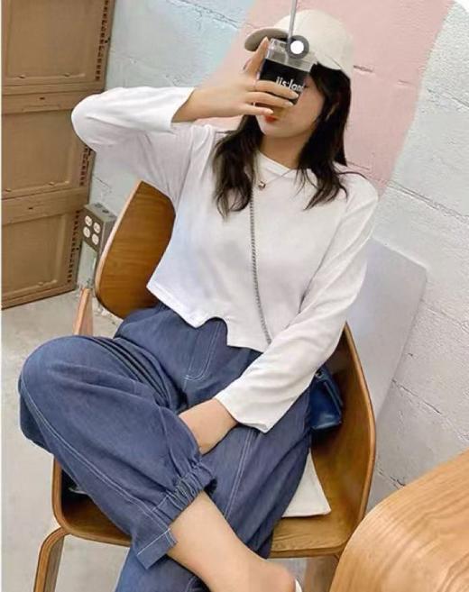 【诗铭洛可】W309系扣小衫简约95%棉长袖T恤 B7-3 商品图1