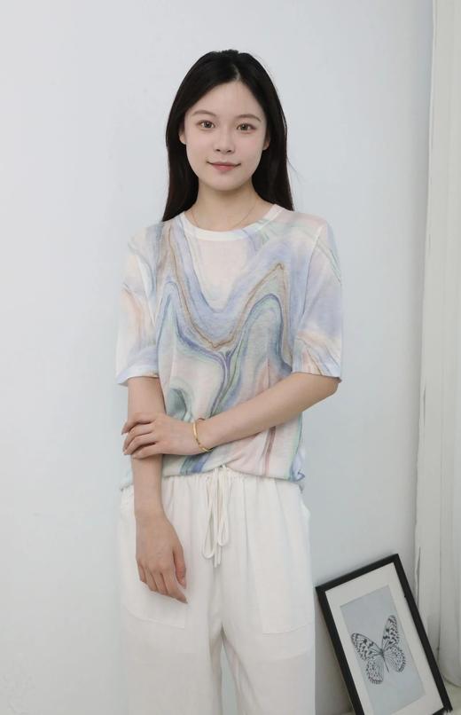 LPIUTY品牌直发！梵高星空·天丝羊毛晕染艺术短袖 B010117 商品图2