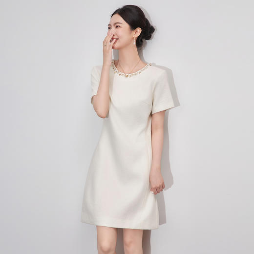 「高货wl 」全新升级铂金会员339/天猫459/差价120】(35344)洛诗琳重工钉珠连衣裙2025夏季新款法式气质收腰显瘦裙子 商品图1