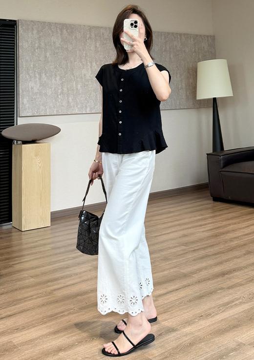 重工新晋花边激光镂空绣花天丝亚麻9分直筒裤夏季薄牛仔裤 商品图10