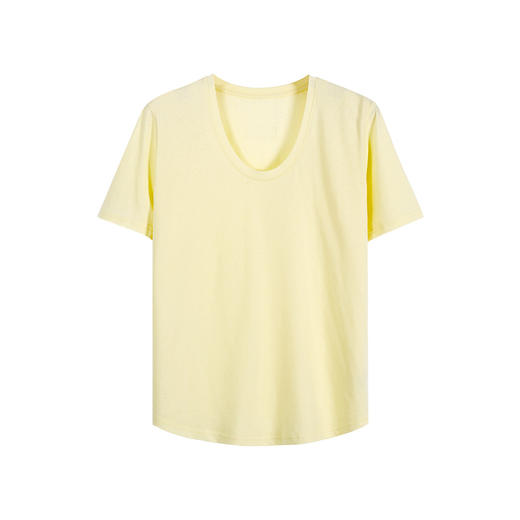 【正肩亚麻】U领弧形下摆显瘦百搭短袖T恤 商品图6