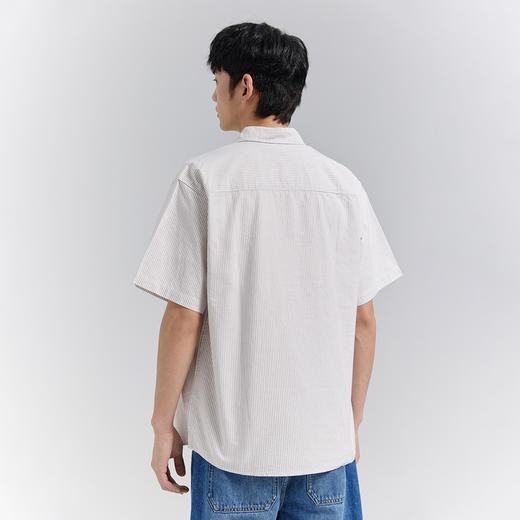 GXG男装【条纹撞色】25夏季翻领贴袋通勤纯棉休闲男式短袖衬衫K&C 商品图1