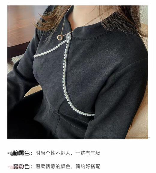 【诗铭洛可】W509旗袍手工钉珠连衣裙B21-1 商品图2