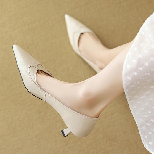 【预售5天】法式绝美超软羊皮单鞋新款尖头细跟气质真皮高跟鞋女鞋YCJX&HC-8100 商品图0