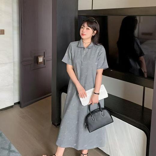 【诗铭洛可】W1186立领亮钻裙缪系穿搭长款POLO裙C6-2 商品图3
