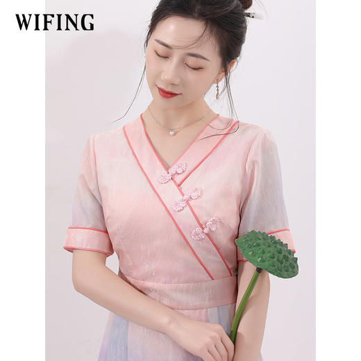 未风粉色新中式连衣裙女夏2025新款夏季气质显瘦马面裙中国风裙子 商品图1